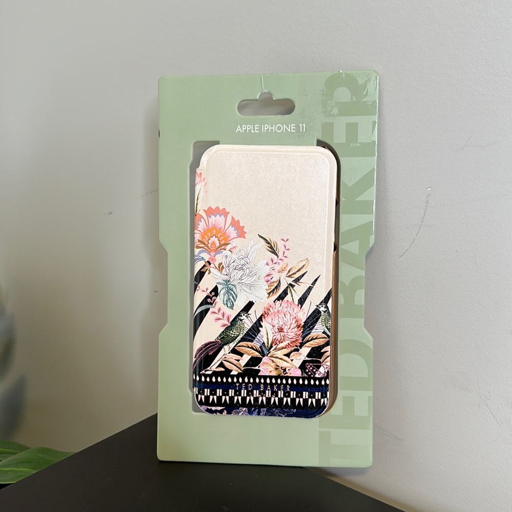 Ted Baker Pink Floral iPhone 11 Flip Phone Case with Mirror